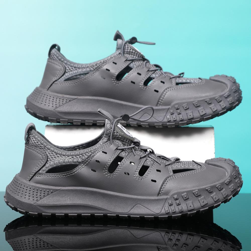 Men's shoes large size new summer breathable casual hole shoes lazy one pedal outdoor trend soft sole comfortable sandals