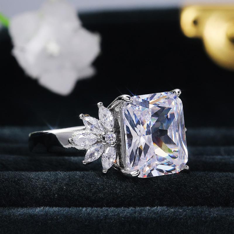 Nový nádherný křišťál CZ velké snubní prsteny ženy AAA obdélníkové kubické zirkonie Brilantní ženy snubní prsten Eternity šperky