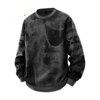 Trendiges Übergroßes Lockeres Bedrucktes Sweatshirt Herren Langarm Gerippt Neu Rundhals Jugend Tops Trend