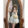 French Retro Floral Small Flying Sleeve Dress for Women's Elegance, New Holiday Style, Sweet and Gentle Temperament Waist Skirt