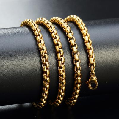 Fashion Texture Titanium Steel Chain Stainless Steel Square Pearl Chain Necklace for Men and Women with Pendant Chain