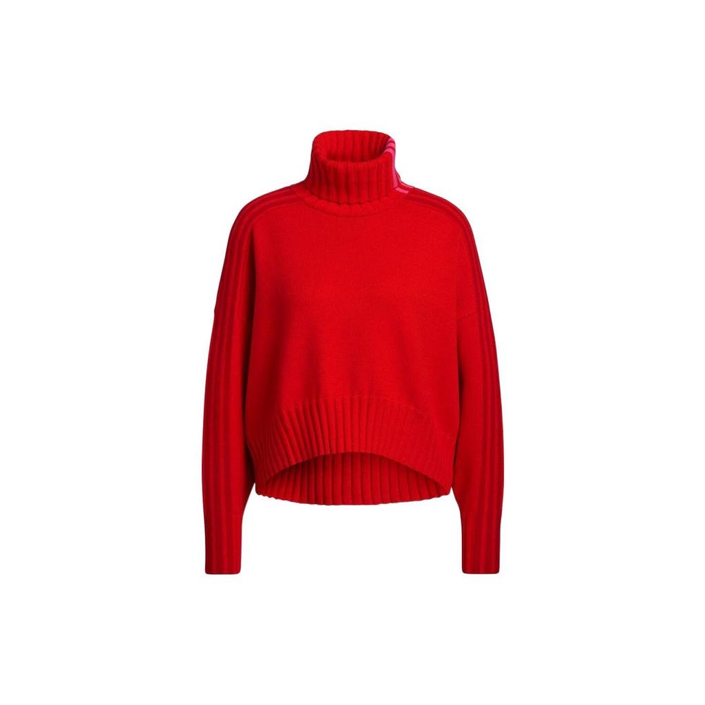 Adidas X Ivy Park Co-Branded Side Stripe High Collar Pullover Sweater Men Tops Red HH7299