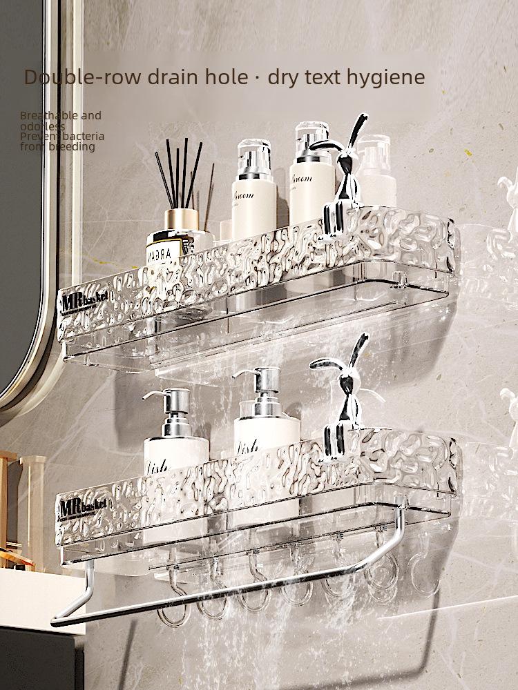 Punch-Free Wall-Mounted Bathroom Storage Rack for Toilets and Washbasins