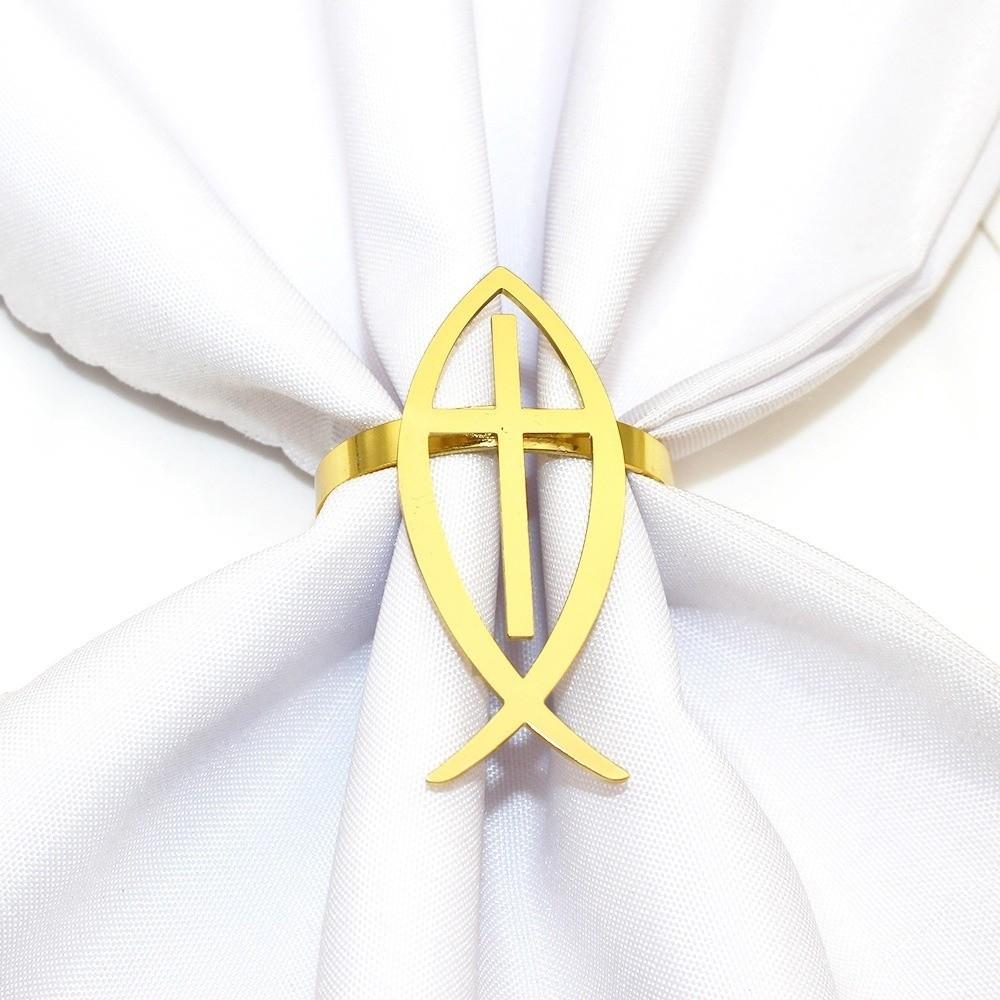 4PCS Iron Cross Napkin Rings Vintage Table Napkin Holder Dining Table Napkin Buckle  Banquet Dinner