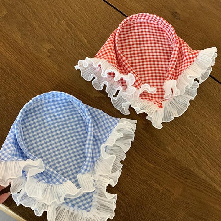 Elegant Triangled Head Kerchief Headbands Hairband Cute Checkered Hair Accessory