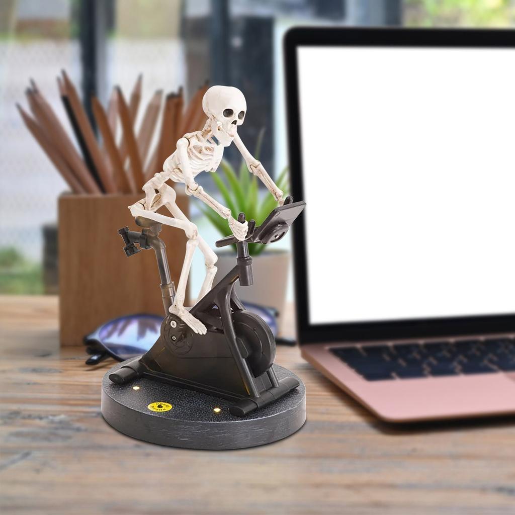 Halloween Resin Statues Skeleton Riding Bike Figurines Halloween Skeleton Decorations Desktop Ornament Festival Home Decor