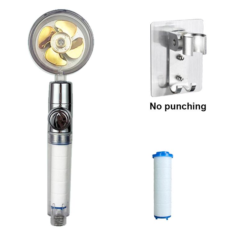 VILOYI Shower Head Water Saving High Pressure Handheld Turbo Propeller Showerhead Adjustable Water Flow Bathroom Filter Nozzle