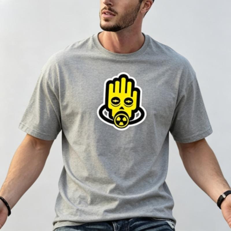 Unisex 100 Cotton T Shirt Radiation Palm Gas Mask Graphic Print Industrial Hazard Streetwear Casual Male Short Sleeve Tee Tops