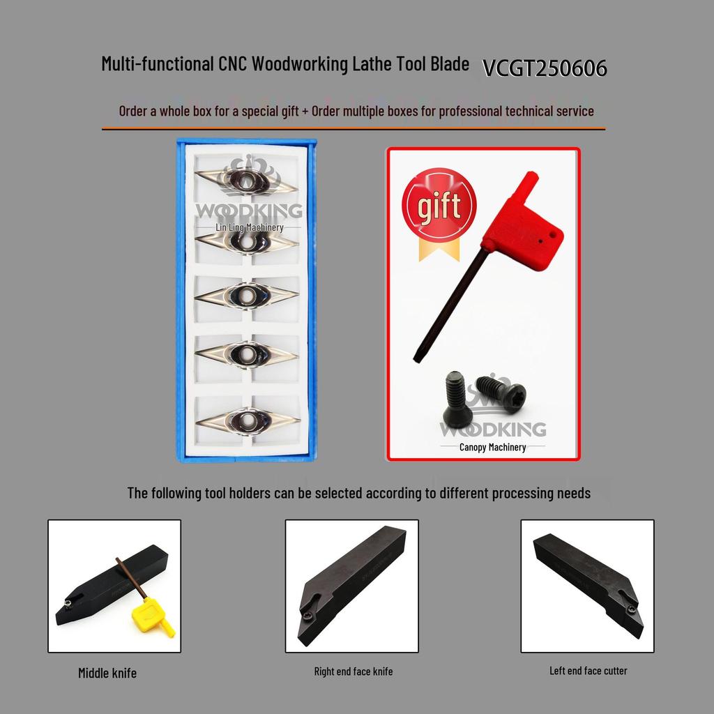 Tungsten Steel CNC Wood Lathe Tool Set with Disposable Inserts