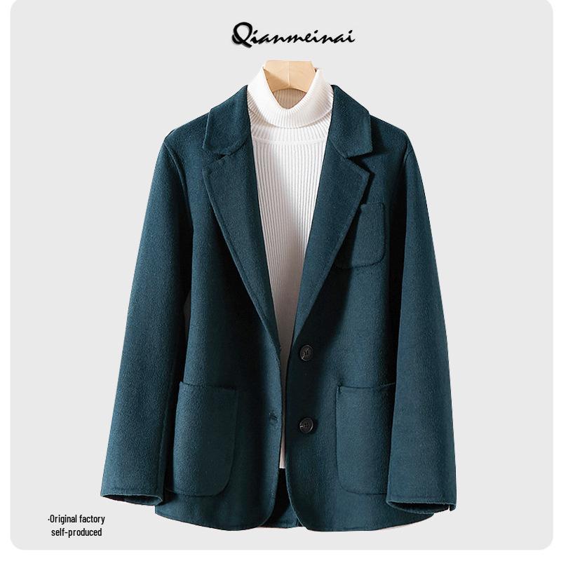 2025 Women's Autumn/Winter Slimming Wool Blazer – Elegant Double-Faced Wool Coat for Commuting