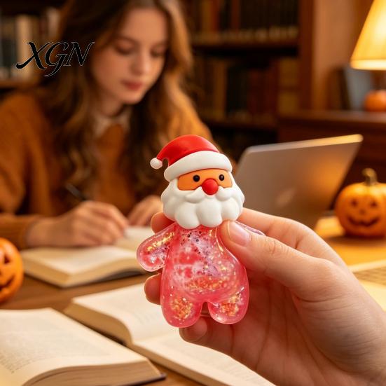 Calm Down Tools for Home Christmas Santa Snowman Squeeze Stress Ball, Slow Rising Soft TPR Balls Fidget Toy Anxiety Relief, Cute Holiday Decompression