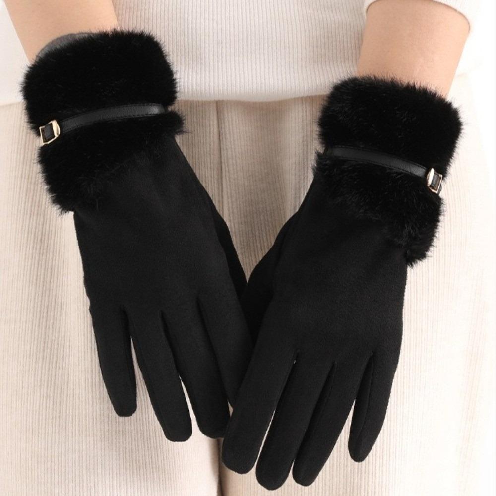 Windproof Women Gloves Thick Cycling Mittens Fashion Winter Suede Gloves  Girls