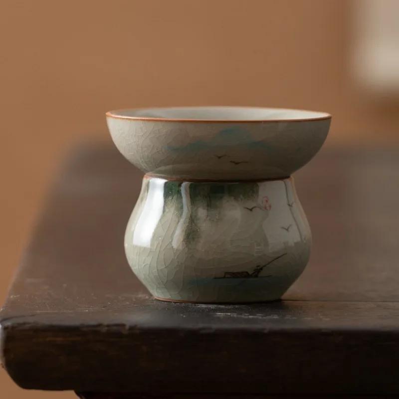Keramisk Håndmalt Tesil Geyao Tefilter Vintage Lotus Tesil Kung Fu Tesett Tilbehør for Hjemmekontor