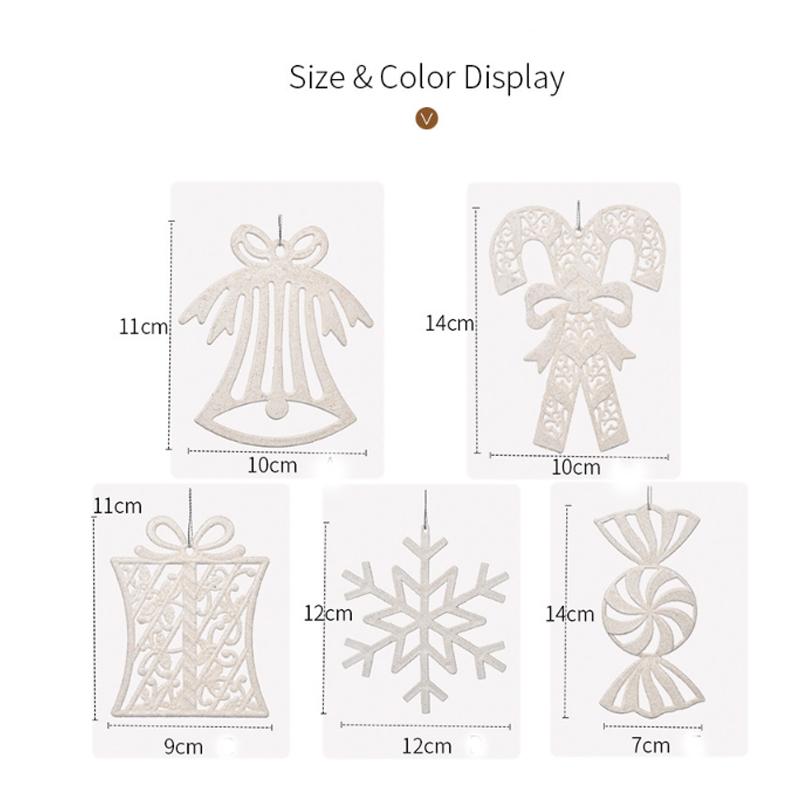 1 Bag Christmas Snowflake Ornaments Decoration Xmas Tree Pendant Christmas Candy Cane Bell Pendant