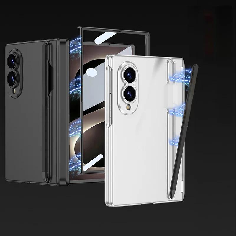 Magnetic Phone Case with Hinge and Integrated Pen Slot for Samsung Z Fold8, Comes with A Pen, Full Protective Cover