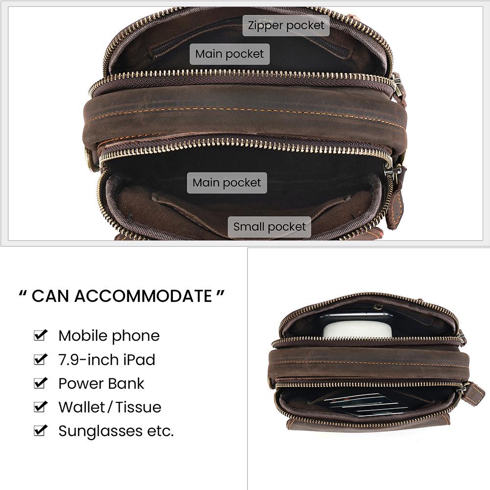 Dujiang Men's Genuine Leather Retro Crossbody Bag - Large Capacity Casual Shoulder Bag