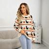 Women's Halloween Pumpkin Neck Pullover Sweater for Fall