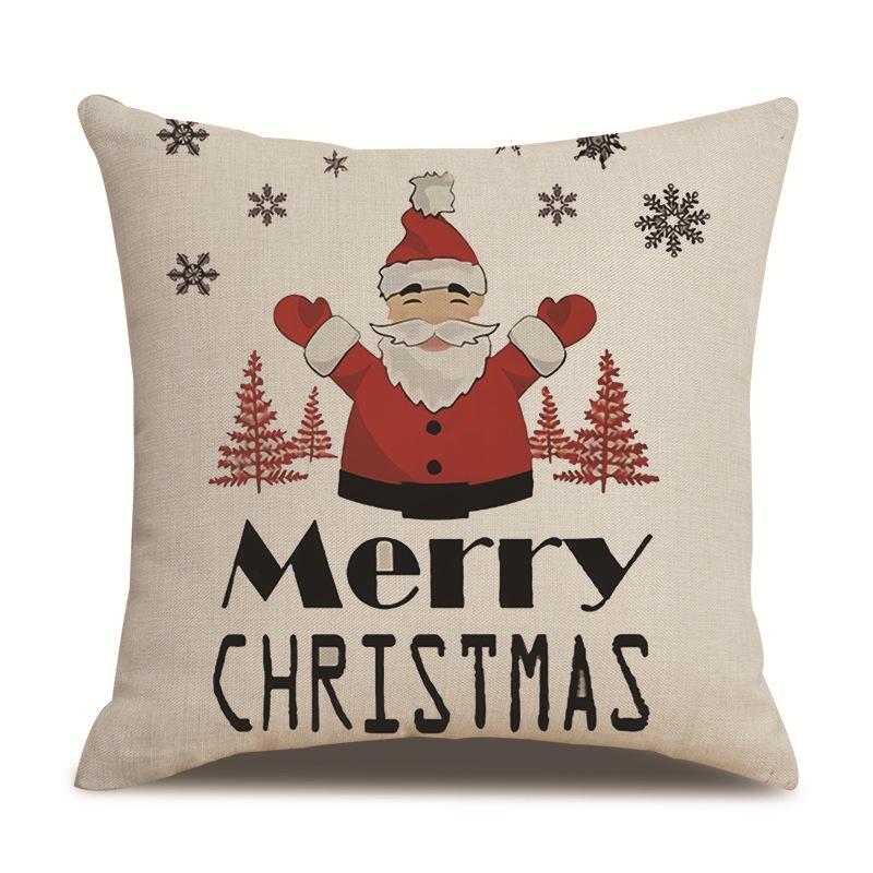 

Christmas and New Year Single-sided Linen Pillow Cover Waist Pillow Cover Living Room Cotton Line Cushion Cover Sofa Car Pillow Cover 45 * 45Cm without pillow core
