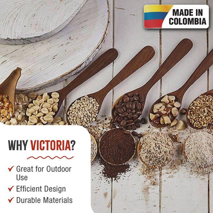 Manual Cast Iron Grain Mill for Grinding Coffee, Corn, Oats, Adjustable Victoria 30032 Red