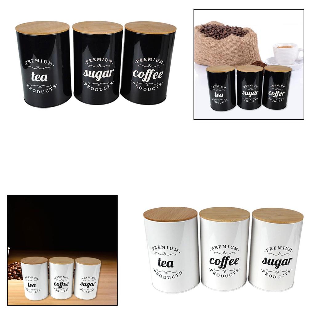 Food Storage Container Airtight Coffee Tea Sugar Canisters Set Farmhouse Kitchen Organizer Jars for Home Countertop Use