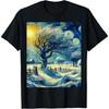 Snowy Winter Scene, Van Gogh Starry Night, Christmas T-Shirt