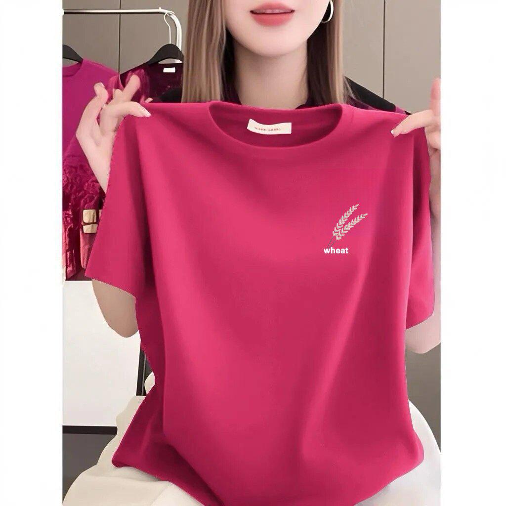 Korean Style Casual Women's Summer Slimming Print T-Shirt, Perfect for Middle-aged and Elderly