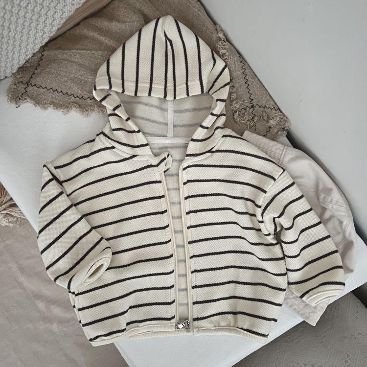 

Kids Striped Hoodie Jacket - Unisex Spring/Autumn Fashion Trend 2025 48 кремовый/белый