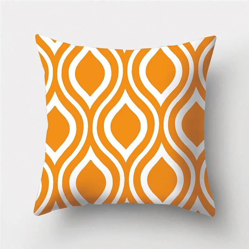 Orange Warm Color Irregular Pattern Series Pillowcases Geometric Striped Pillowcases Sofa Car Sofa Living Room Decoration