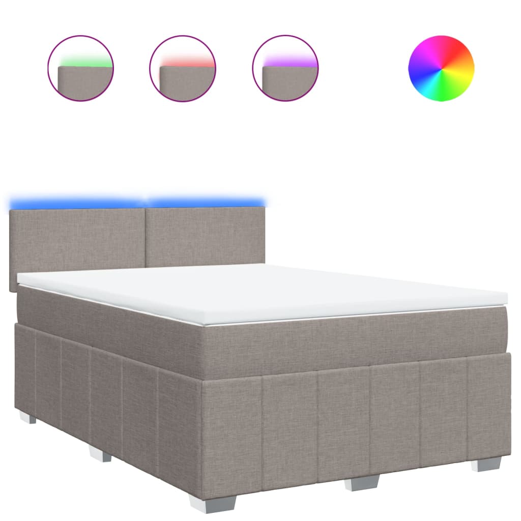Vidaxl Letto Continentale Con Materasso, Taupe, Tessuto, 140X190 Cm