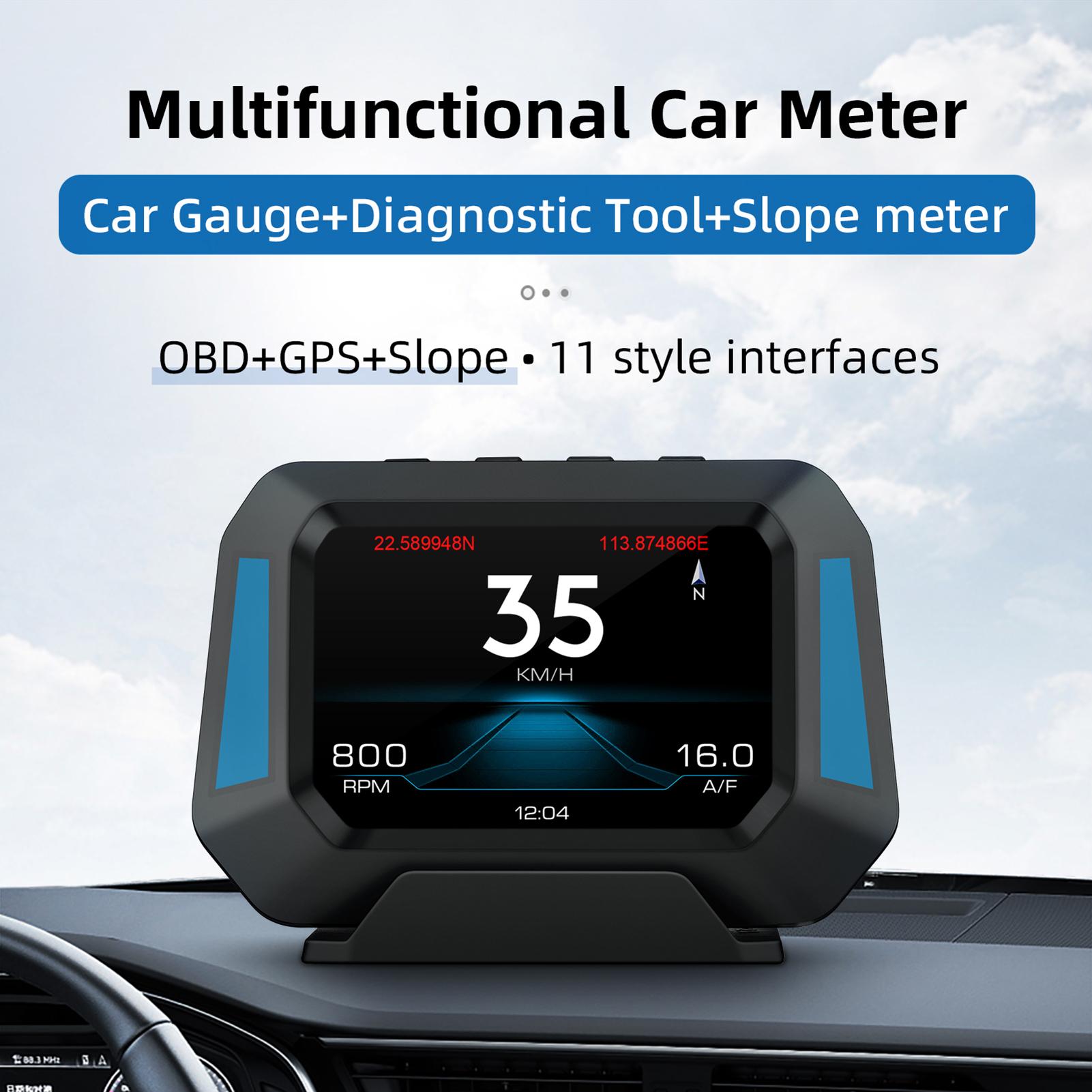 

Multi-Functions Trip Computer P21 Hd Up Display Car Gauge, Diagnostic and Slope Meter meter Safe Driving Computer Overspeed Alarm for All Vehic