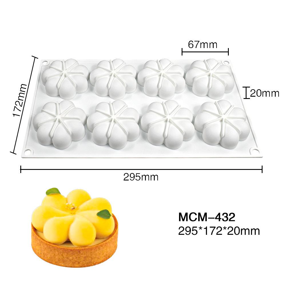 

8 Cavities 3D Flower Silicone Cake Mold Mousse Jelly Chocolate Pudding Cake Decorating Tools Kitchen Baking Gadgets белый