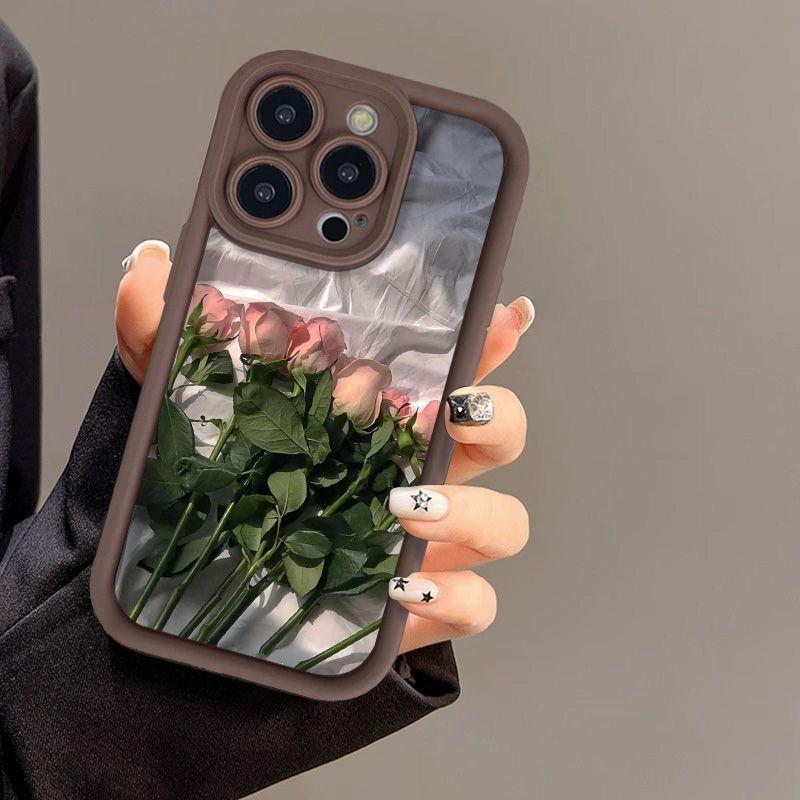Fashion Phone Case For iPhone 15 14 13 12 11 Pro Max X XR XS Max 7 8 Plus SE3 Rose Flower Aesthetics Girl Cases Silicone Shockproof Bumper Back Cover