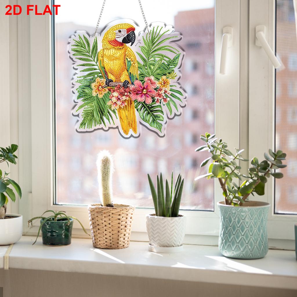 2D Flat DIY Hanging Diamond Art Kits Rhinestone Diamond Art Window Pendants Diamond Art Acrylic Pendant Wall Door Decoration