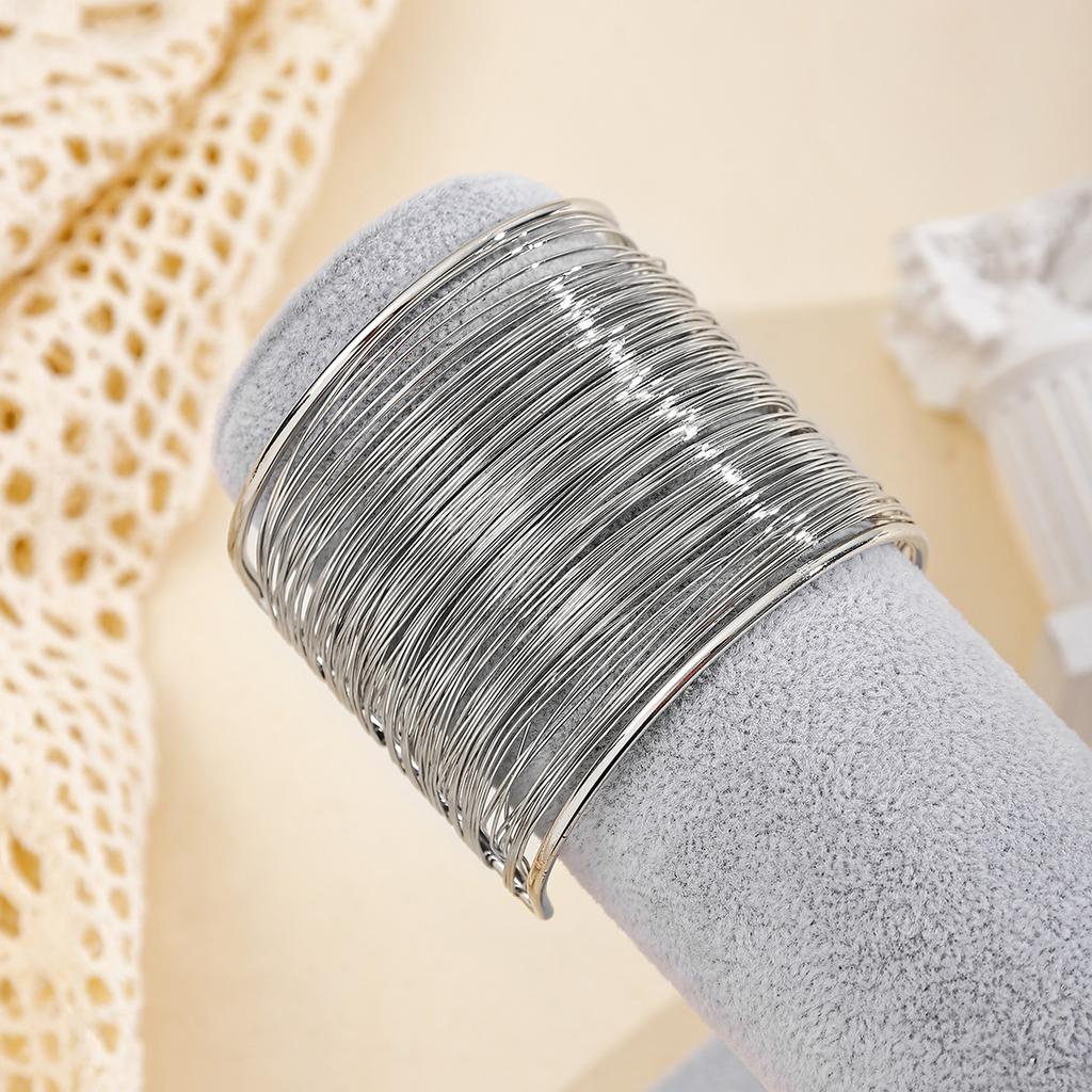 Punk wide version bracelet European and American jewelry brushed line alloy bracelet exaggerated gold opening bracelet