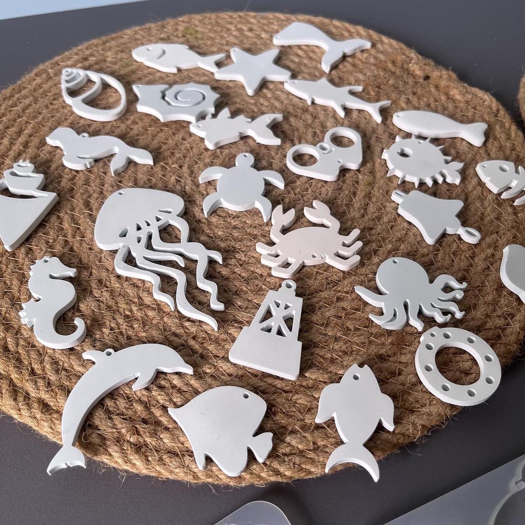 Conch Shell Dolphin Anchor Pendant Decoration Epoxy Resin Mold Marine Animal Dolphin Silicone Mold Earrings Plaster Molds