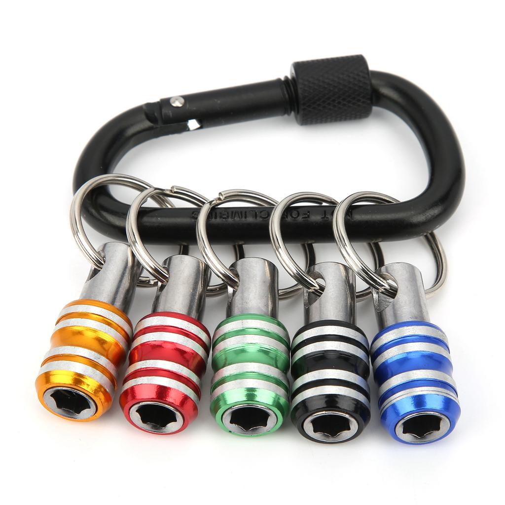 5Pcs Keychain Screwdriver Bit Holders Aluminum Alloy 3Slot 1 4in QuickRelease Tool