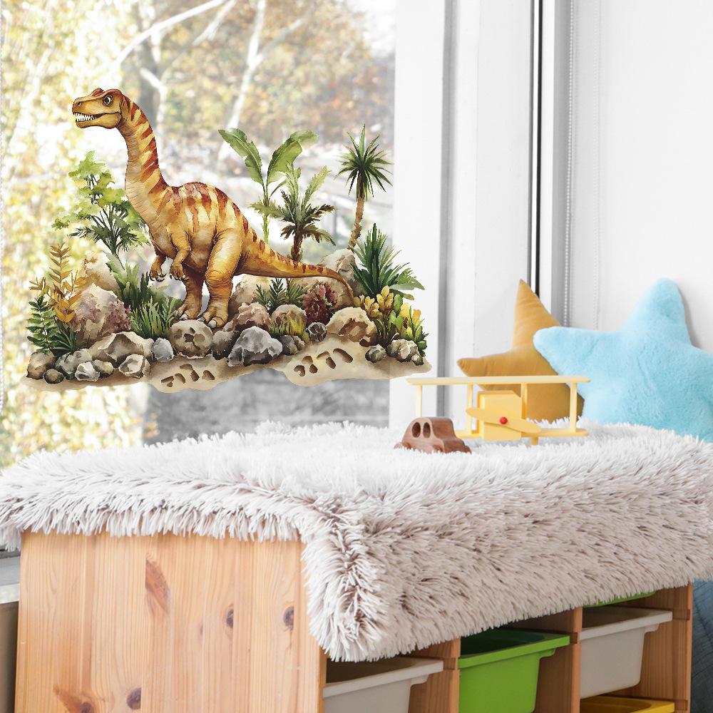 Cartoon Dinosaur Greenery Bedroom Living Room Home Background Beautification Decoration Wall Stickers