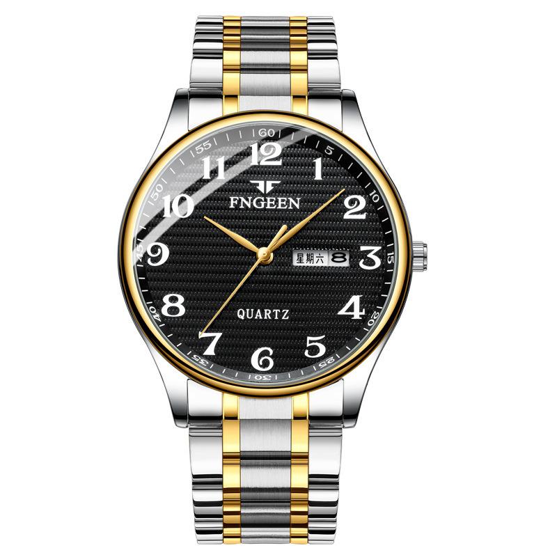 Men Watch Waterproof Calendar Week Large Dial Middle aged Elderly Steel Male Female Students Fashion Quartz Wristwatches Clock