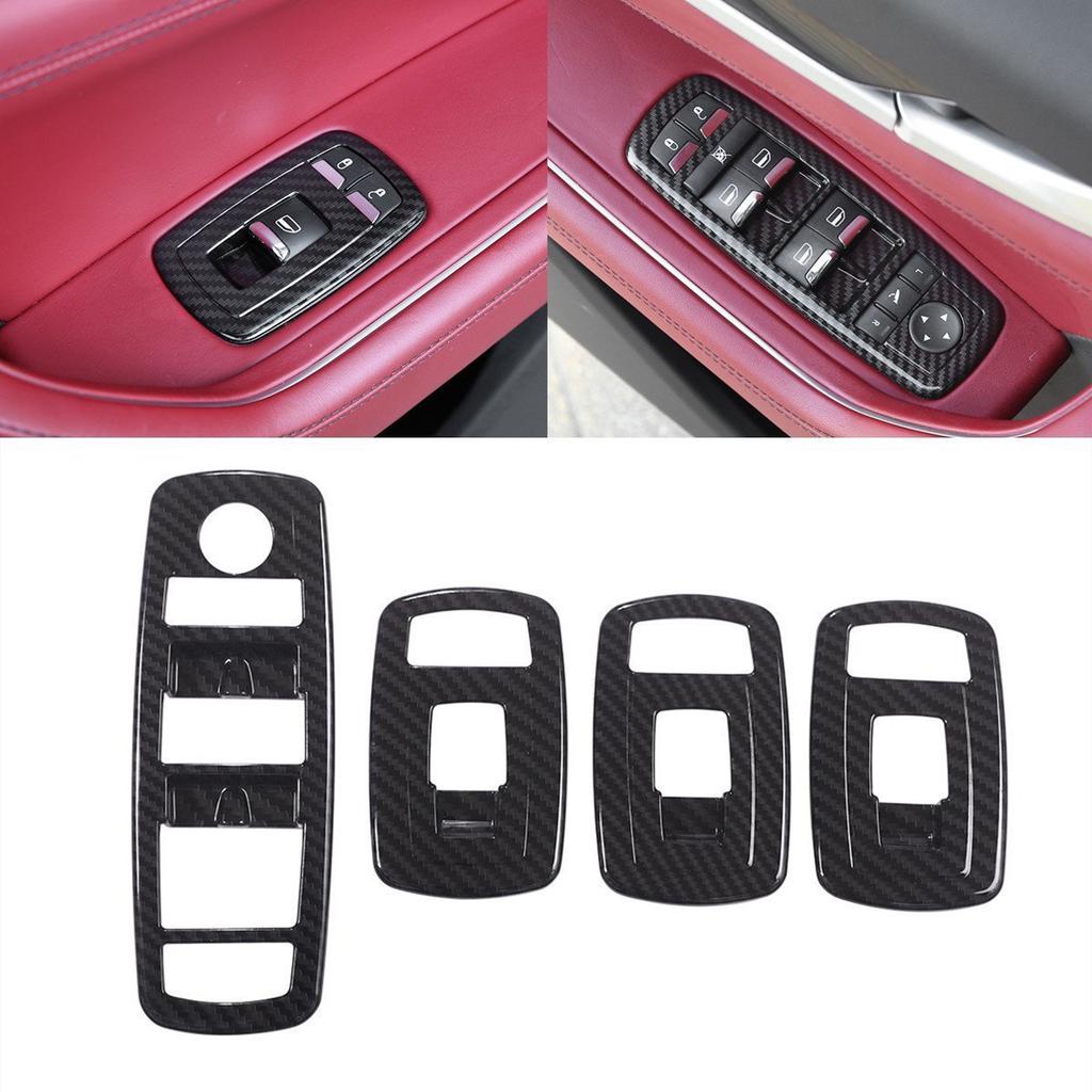 Car Door Window Glass Lift Button Panel Trim Cover Compatible with Maserati Levante 2016-2021 Ghibli 2014-2021 Front and Rear Doors Armrest Window