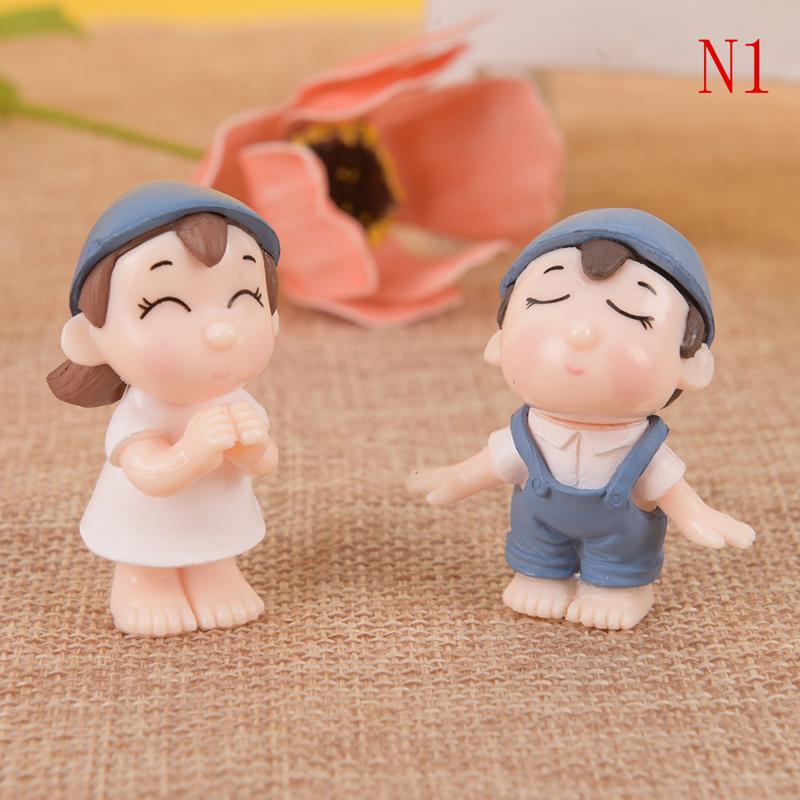 1set Mini Stool Lovers Old Couple Animals House Tree Fairy Garden Miniatures Terrarium Action Figures DIY Micro Landscape Decor