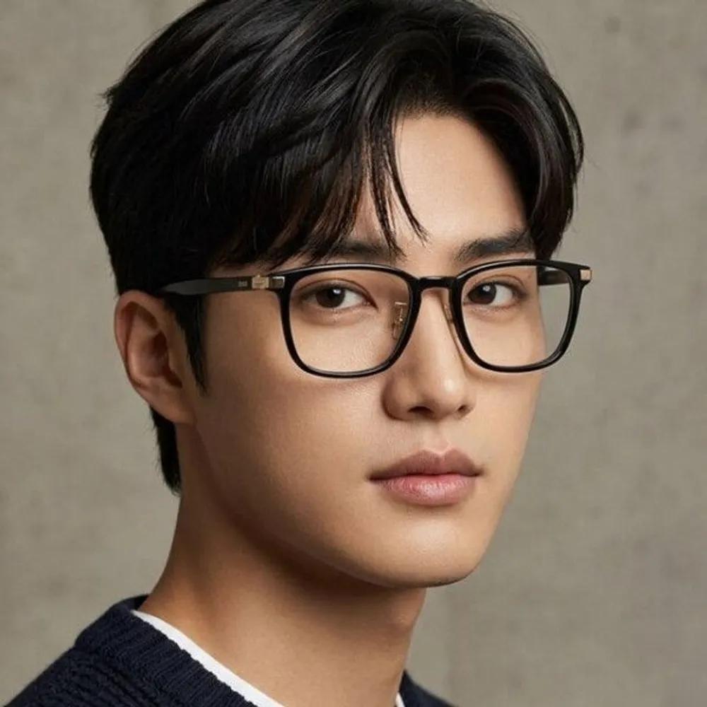 

[Hugo Boss] Eyeglass Frames BOSS1408F 2M2 Black Square Horn-rimmed Glasses for Men and Women