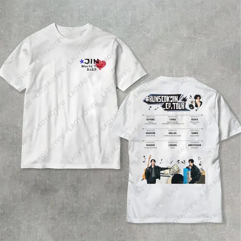 Run Seok Jin Ep Tour Pánské Dámské Krásné Tričko Jin 2025 Streetwear Echo Tracklist SuperTuna Bavlněné Tričko Neříkej, že mě miluješ Topy