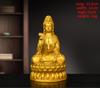 Copper Guanyin Ornaments Sitting Lotus Goddess of Mercy Household Buddha Hall Decor