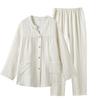 10 pure cotton double-layer gauze pleated texture couple long-sleeved pajamas loungewear plain and elegant leisurely set