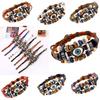 Vintage Beaded Eye Bracelets Multi-Layer Leather Rope Adjustable Bracelet Unisex Jewelry Accessries Gifts