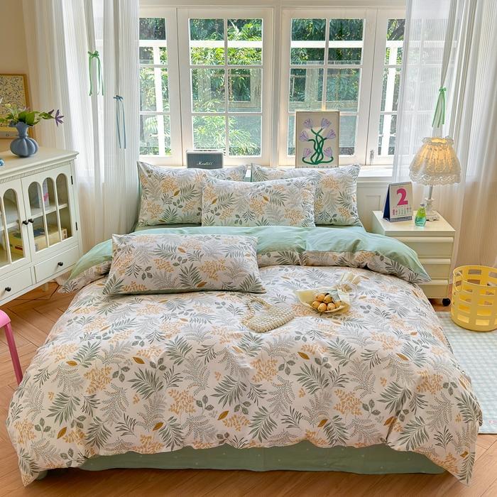 3pc 100% Cotton Duvet Cover Set,no fill,Elegant Floral Soft Breathable And Skin-friendly, Single Queen Size for Bedding Set