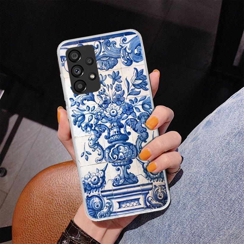 Blau-Weißes Porzellan Handyhülle für Samsung Galaxy A17 A37 A57 A16 A26 A36 A56 A15 A14 A13 A55 A54 A53 A35 A34 A33 A25 A24 A