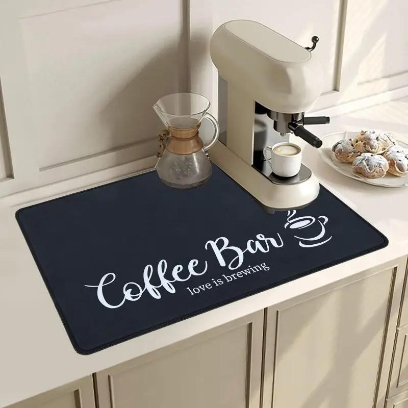 Coffee Cup Drying Mat Non-slip Absorbent Diatoms Tableware Kitchen Counter Drain Coffee Bar Drain Mats Desktop Home Decoration