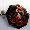 Red Fox  Pattern, Automatic Folding Umbrella, Portable and Foldable Design, 8 Ribs, a Christmas or Birthday Gift.