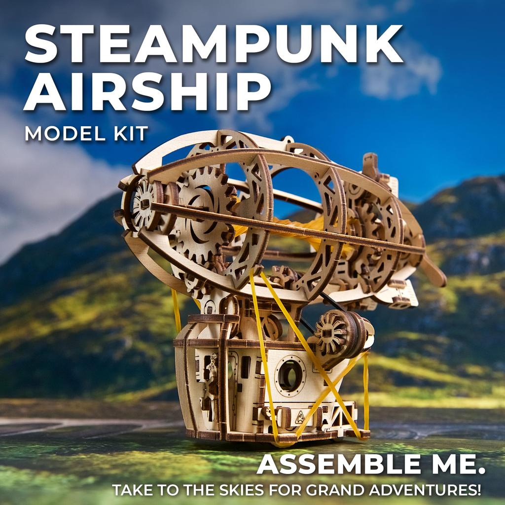 Ugears Steampunk Airship 70226 Wooden Puzzle Toy Craft No Glue or Tools Required